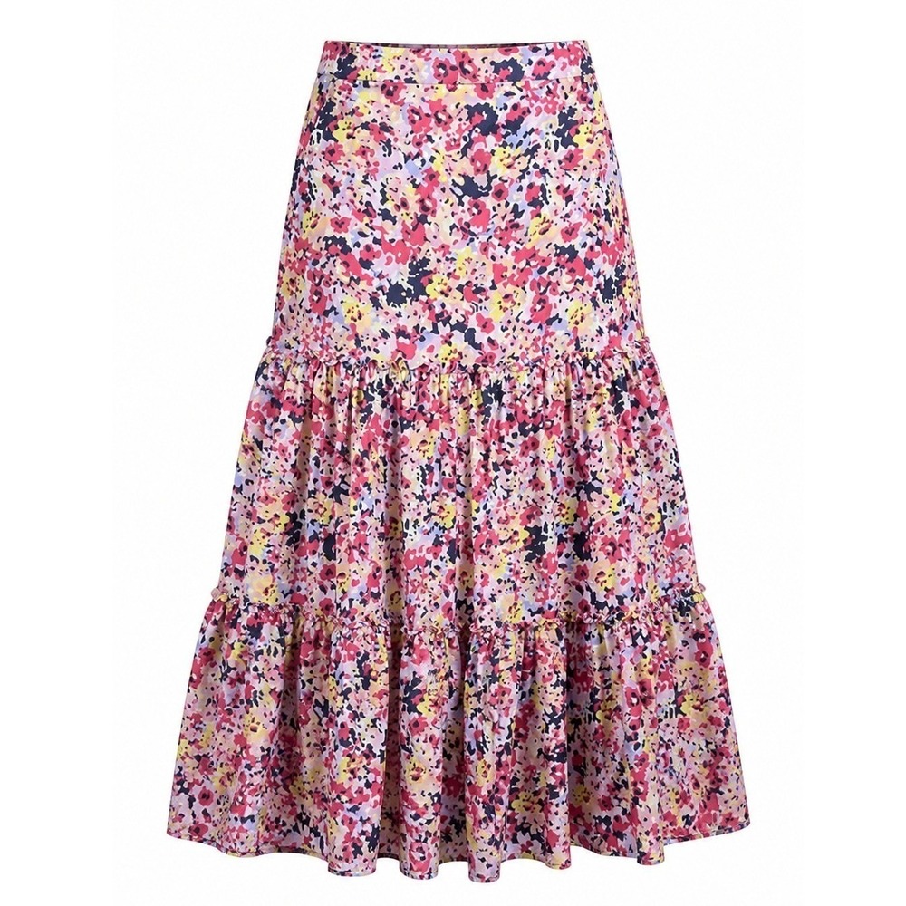 Rue Stiic Design Australia Floral Tiered Maxi Skirt XS / S Pink Yellow Boho - Picture 2 of 10